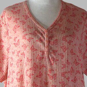 Fashion Bug Women's Butterfly Print Short Sleeve Blouse Top Size 18/20W (C496)